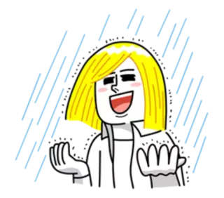 🌝 karakter, kartun, senang, pirang, putih, jaket telegram sticker
