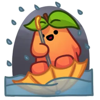 ☔️ peach, rain, umbrella, cute, cartoon, kawaii telegram sticker