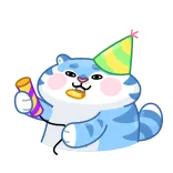 🥳 gato, cumpleaños, fiesta, celebración, sombrero, lindo, dibujos animados whatsapp sticker