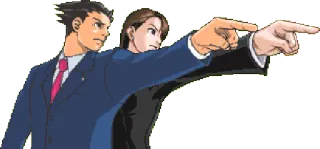 👫 Phoenix Wright Ace Attorney pointing, suits, anime, lawyer telegram sticker