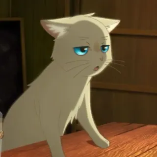 🎗 кот, аниме, милый, грустный, белый кот, анимированный telegram sticker