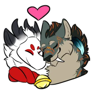 💋 mignon, animaux, amour, coeur, dessin animé, kawaii, loups whatsapp sticker