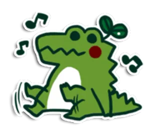 🐊 crocodile, musique, dessin animé, animal, autocollant, mignon, reptile telegram sticker