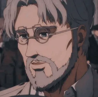 🗝 Zeke Yeager Attack on Titan anime, character, glasses, grey hair, beard, serious, attack on titan telegram sticker