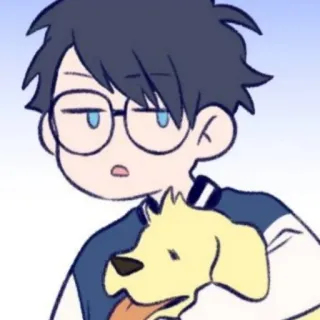 ⚓️ Cartoon, Süß, Hund, Anime, Junge, Brille whatsapp sticker