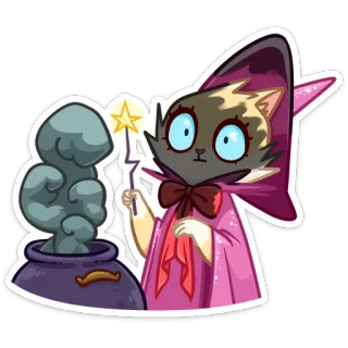 🤯 kat, tovenaar, magie, cartoon, sticker telegram sticker
