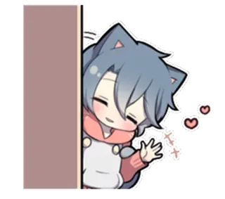 😶 oreilles de chat, animé, chibi, mignon, kawaii, coeurs whatsapp sticker