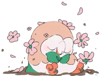 🌸 Rowlet Pokemon Brindibou, Pokémon, Mignon, Kawaii, Animal, Hibou, Fleurs telegram sticker