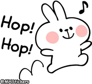 💃 Hop! Hop! conejo, conejito, salto, lindo, animal, dibujo animado, feliz whatsapp sticker