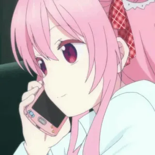 🍭 アニメガール, ピンク髪, スマホ, 可愛い, アニメ, 女性 telegram sticker