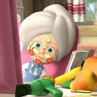🌿 Masha Masha and the Bear masha and the bear, cartoon, funny, spa, cucumber, tomato, beauty telegram sticker