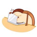 🍞 computer, sleep, lazy, desk, exhausted, tired, cartoon, office telegram sticker