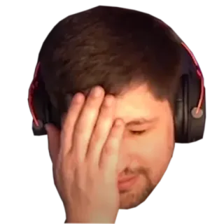 🤦‍♂ hombre, cabeza en mano, facepalm, gamer, auriculares, decepción, reacción telegram sticker