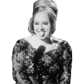 😝 Adele Adele, cantora, preto e branco, língua, celebridade, microfone telegram sticker