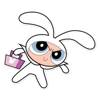 🐰 Buttercup Powerpuff Girls cartone animato, coniglio, pasqua, ragazza, costume, eroe telegram sticker