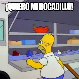 🍔 Homer Simpson The Simpsons ¡QUIERO MI BOCADILLO! Homer Simpson, I Simpson, cibo, cartone animato, affamato, panino telegram sticker