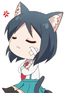 😒 Anime, Gadis kucing, Lucu, Stiker, Marah, Terluka, Kartun whatsapp sticker