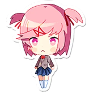 ☺️ Natsuki Doki Doki Literature Club! anime, manga, chibi, cute, kawaii telegram sticker
