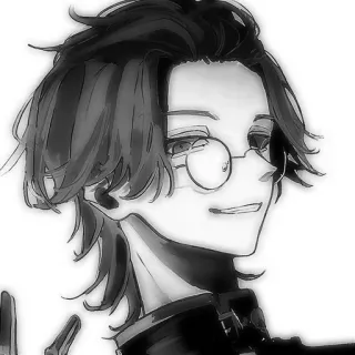 🍙 アニメ, マンガ, キャラクター, 眼鏡, 手のジェスチャー telegram sticker
