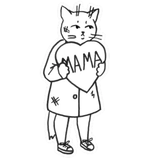 😒 MAMA chat, maman, coeur, amour, mère, animal, dessin animé, mignon whatsapp sticker