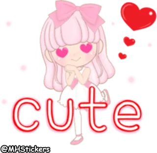 😍 cute carino, kawaii, cuori, rosa, ragazza, dolce, adorabile, cartone animato telegram sticker