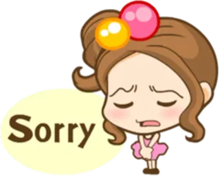 😔 Sorry xin lỗi, lỗi, hoạt hình, nhân vật, buồn, hối hận telegram sticker
