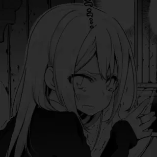 🖤 动漫, 漫画, 伤心, 哭泣, 女孩 telegram sticker