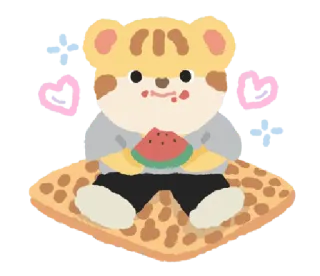 🦁 mignon, tigre, pastèque, kawaii, dessin animé telegram sticker