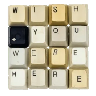😢 WISH YOU WERE HERE teclado, retro, recuerdo, texto, mensaje telegram sticker