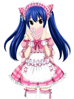 🎁 Wendy Marvell Fairy Tail Anime, Mädchen, Süß, Fairy Tail, Wendy Marvell, Maid Outfit, Pink telegram sticker