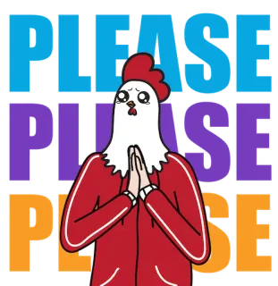 🙏 PLEASE Huhn, Bitte, Betteln, Cartoon, Anfrage telegram sticker