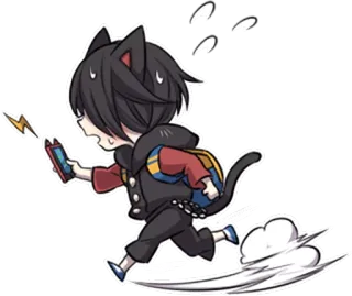 📱 Katze, Laufen, Handy, Anime, Manga, Schockiert, Rucksack telegram sticker