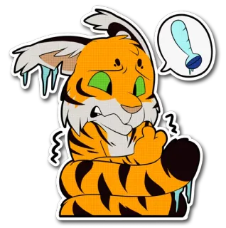 ❄ tiger, cold, freezing, cartoon, animal telegram sticker