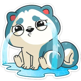 😭 verdrietig, huilen, puppy, hond, dier, emoties, schattig, cartoon telegram sticker