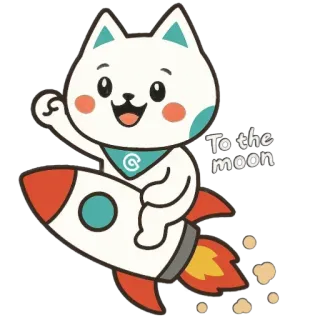 🚀 To the moon cat, rocket, moon, space, cute, kawaii, sticker telegram sticker