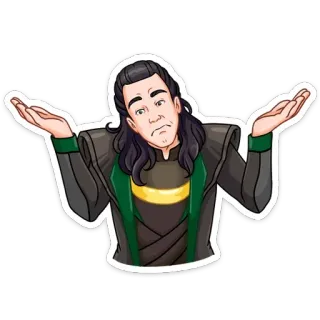 🤷‍♂️ Loki ロキ, マーベル, キャラクター, 肩をすくめる, 神, いたずら, スーパーヒーロー telegram sticker