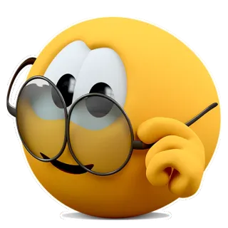 🤓 อิโมจิ, แว่นตา, เนิร์ด, ฉลาด, สีเหลือง telegram sticker