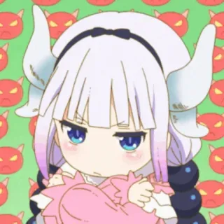 🍤 Kanna Kamui Miss Kobayashi's Dragon Maid 애니메이션, 드래곤, 칸나, 카무이, 코바야시네 메이드래곤, 귀여운, 만화 whatsapp sticker
