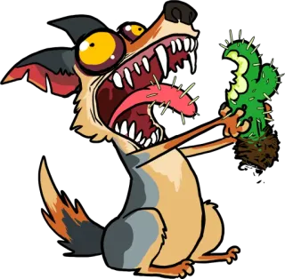 🤑 coyote, cactus, dolor, dibujo animado, divertido, animal, espinoso, afilado, Wile E. Coyote whatsapp sticker