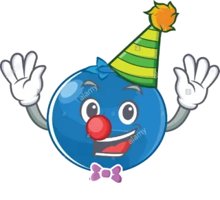 🎉 myrtille, clown, chapeau de fête, dessin animé whatsapp sticker
