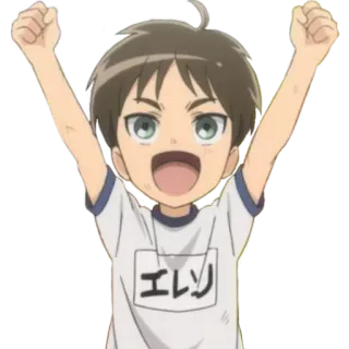 ✊ Eren Yeager Attack on Titan エレン eren jäger, attack on titan, anime, kind, cartoon whatsapp sticker