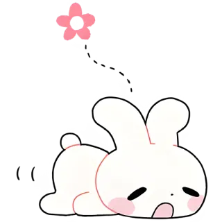 😴 thỏ, hoạt hình, hoa, buồn ngủ, dễ thương, động vật telegram sticker