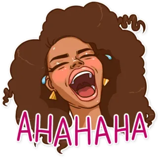 😂 AHAHAHA laughing, woman, cartoon, funny, joyful, laughter telegram sticker