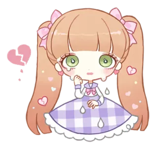 💔 动漫, 伤心, 女孩, 哭泣, 眼泪, 爱心, 可爱 telegram sticker
