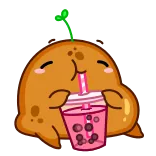 🧃 cute, kawaii, blob, boba, tea, drink, pink, cartoon telegram sticker