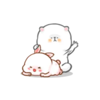 💢 zwierzę, królik, miś, słodki, naklejka whatsapp sticker