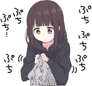 🙂 ぷちぷち… Anime, Fille, Papier bulle, Mignon, Japonais whatsapp sticker