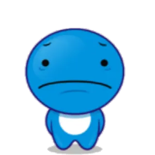 😐 синий, грустный, милый, персонаж, стикер, мультфильм telegram sticker