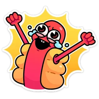🥳 핫도그, 만화, 신나는, 행복한, 음식, 스티커, 축하 telegram sticker