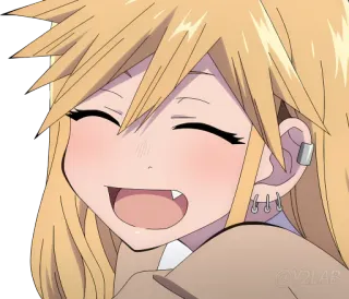 😄 Anime, Chica, Sonrisa, Feliz, Rubia, Pendientes whatsapp sticker